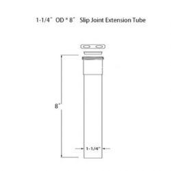 PTB0008 1-1/4" OD * 8" Slip Joint Extension Brass Tube